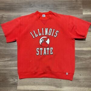 Vintage Illinois State Redbirds Cut-Off Sweatshirt Russell Athletic USA L